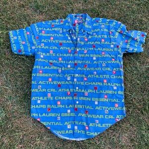 Vintage Chaps Ralph Lauren Essential Activewear Allover Button Up Shirt!